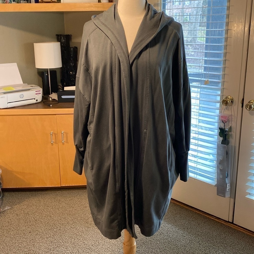 Athleta Green Open Front Hooded Cardigan Size XS in Like New Condition